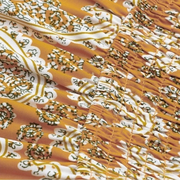 Yellow Sunny Bohemian Bliss: Paisley Long Sleeve Floral Dress size Large NWOT - Picture 12 of 14